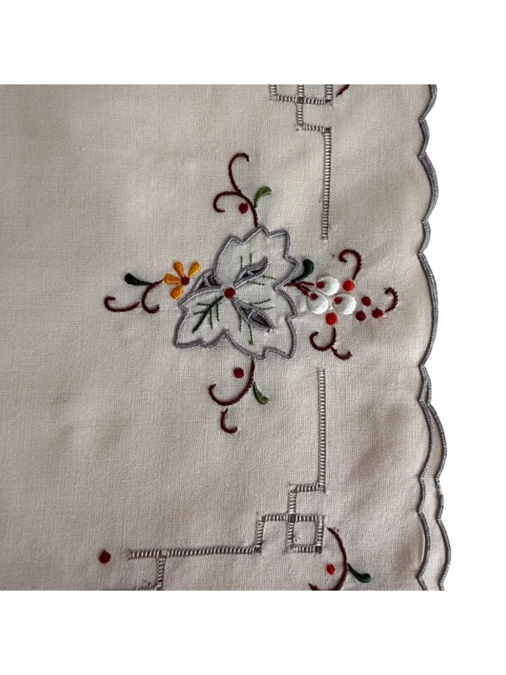 Embroidered Linen Table Runner 8 Placemats‎ Dinner Napkins 6 Cocktail Set Floral